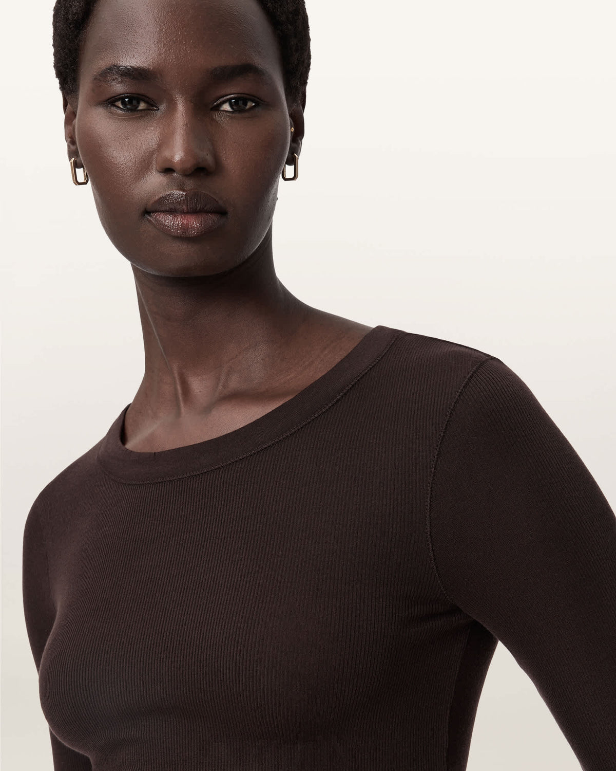 Rina Long Sleeve Crew Neck T-Shirt TORTE BROWN