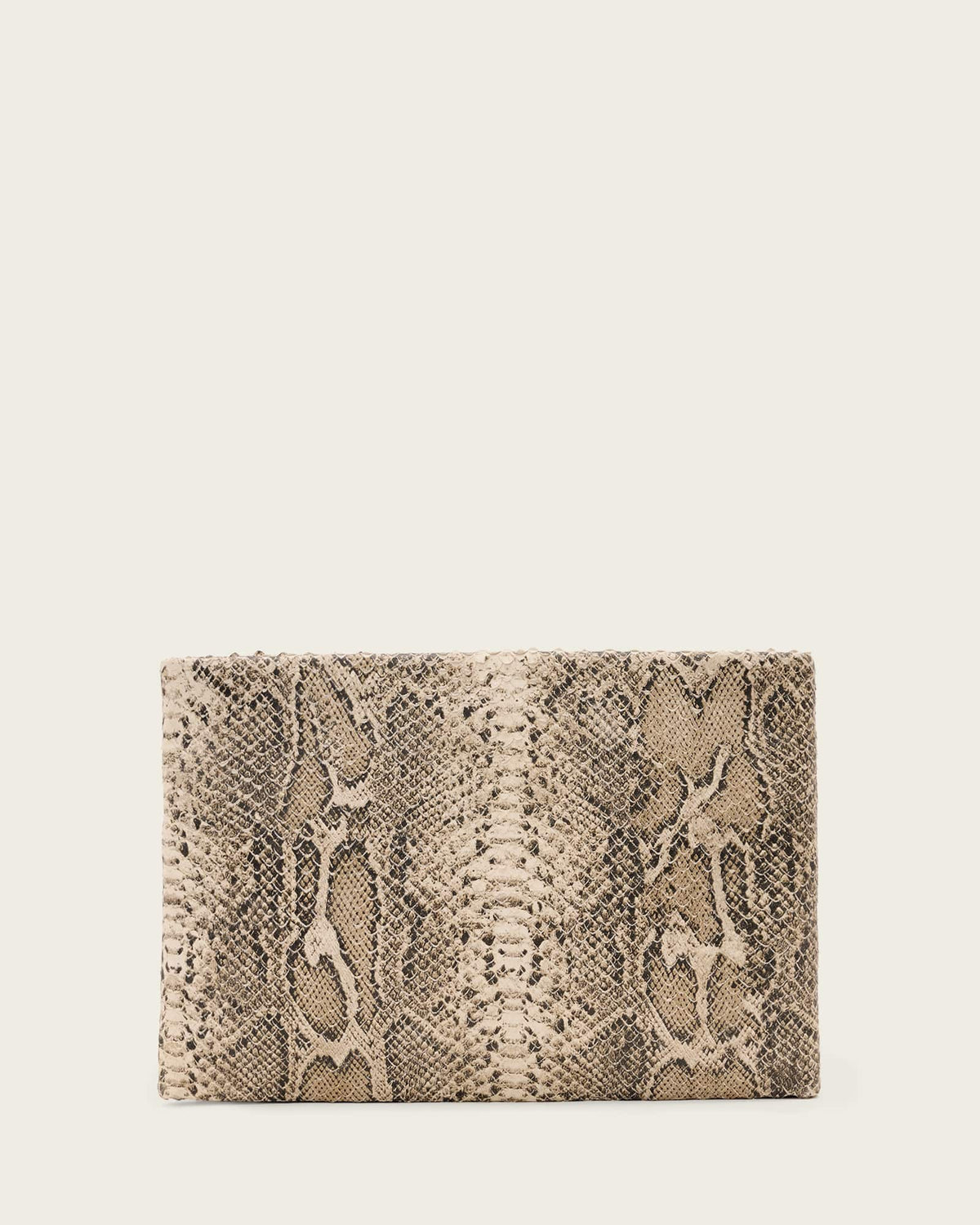 Bettina Leather Snake Clutch Bag DESERT WHITE