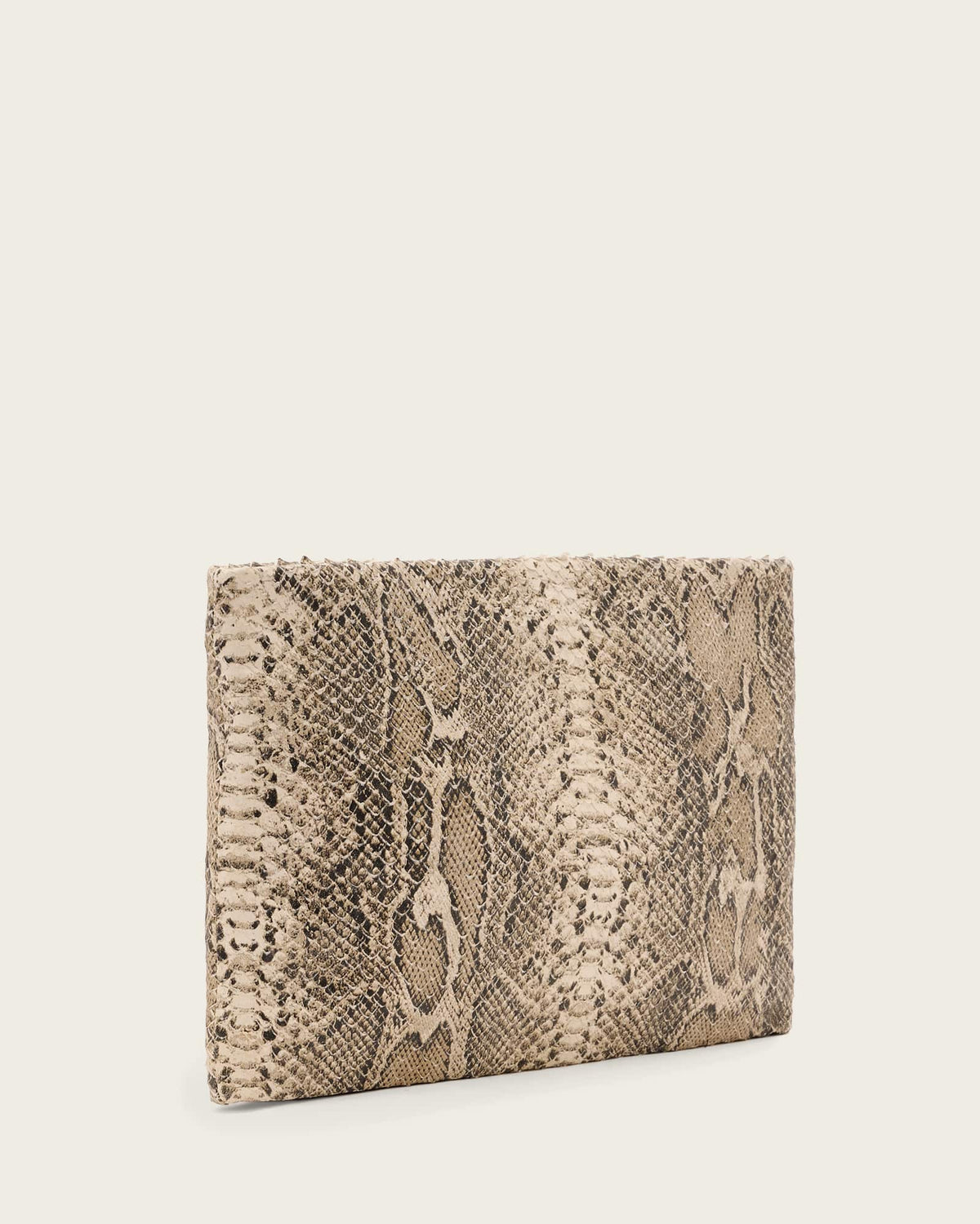 Bettina Leather Snake Clutch Bag DESERT WHITE