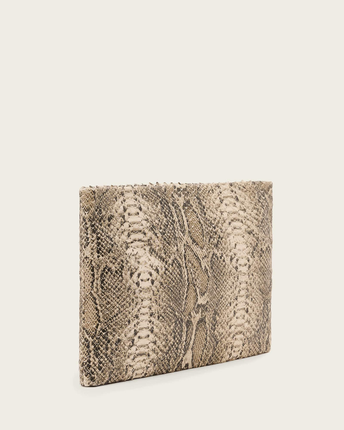 Bettina Leather Snake Clutch Bag DESERT WHITE