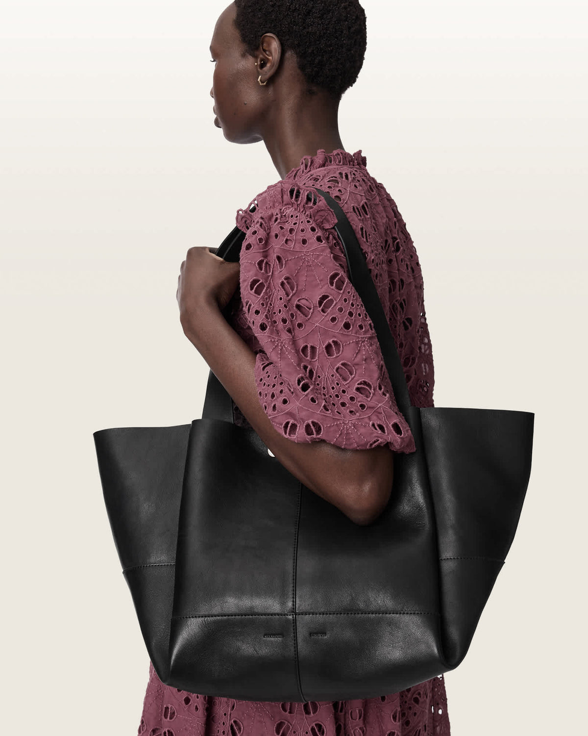 Rosalie Large Leather Tote Bag Black