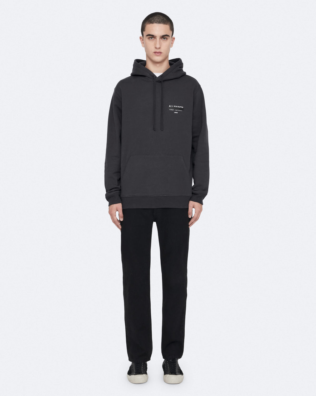 Redact Relaxed-Fit Cotton Hoodie Washed Black