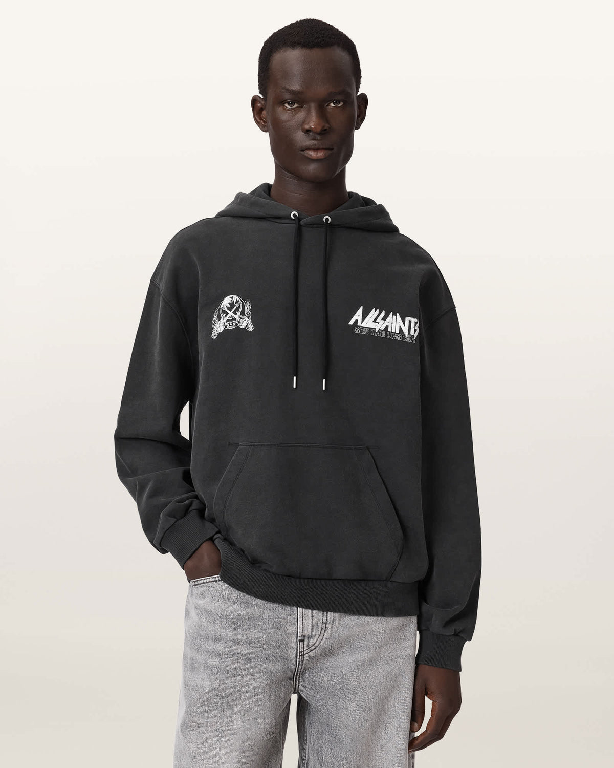 Chromium Long Sleeve Graphic Hoodie Washed Black