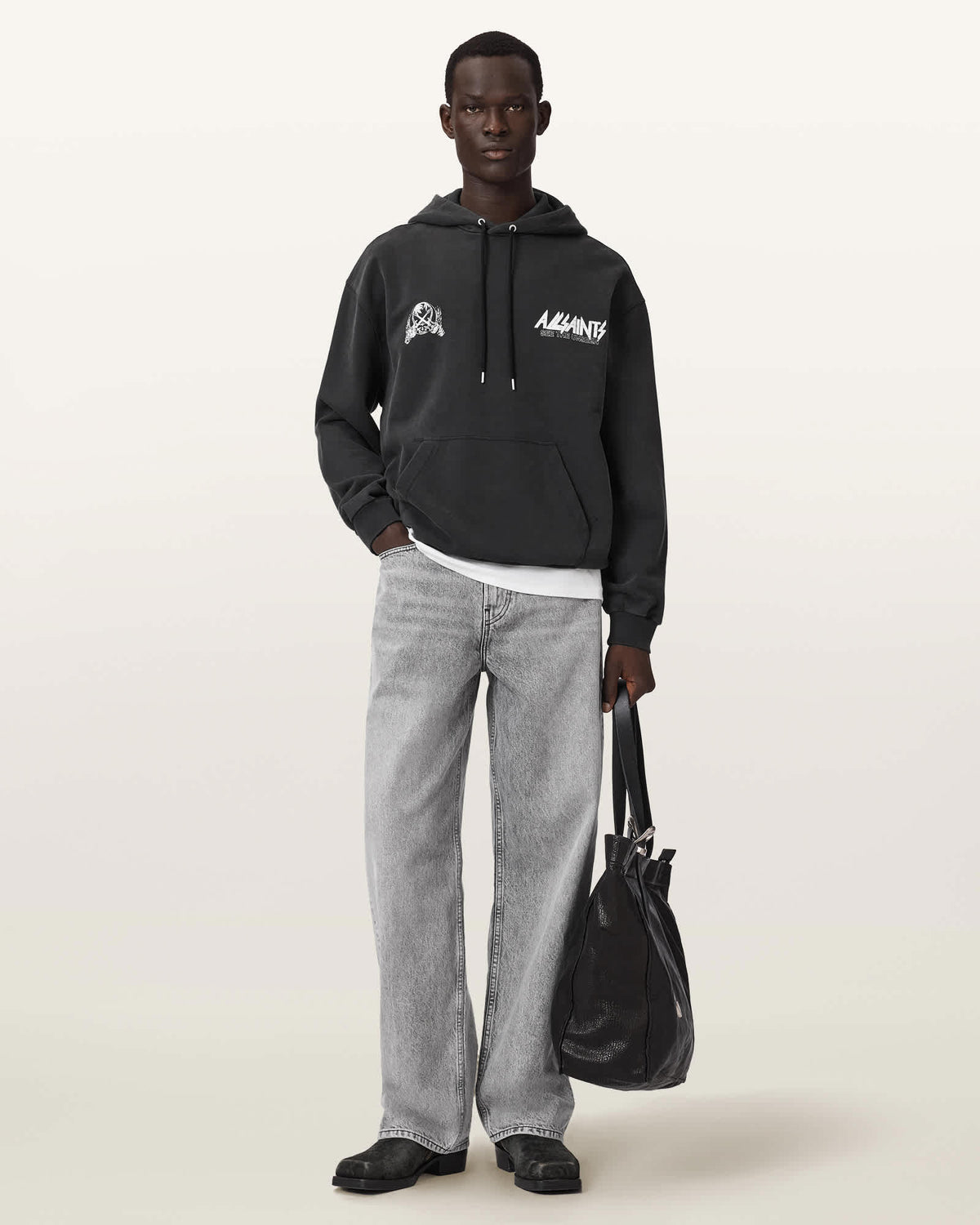 Chromium Long Sleeve Graphic Hoodie Washed Black