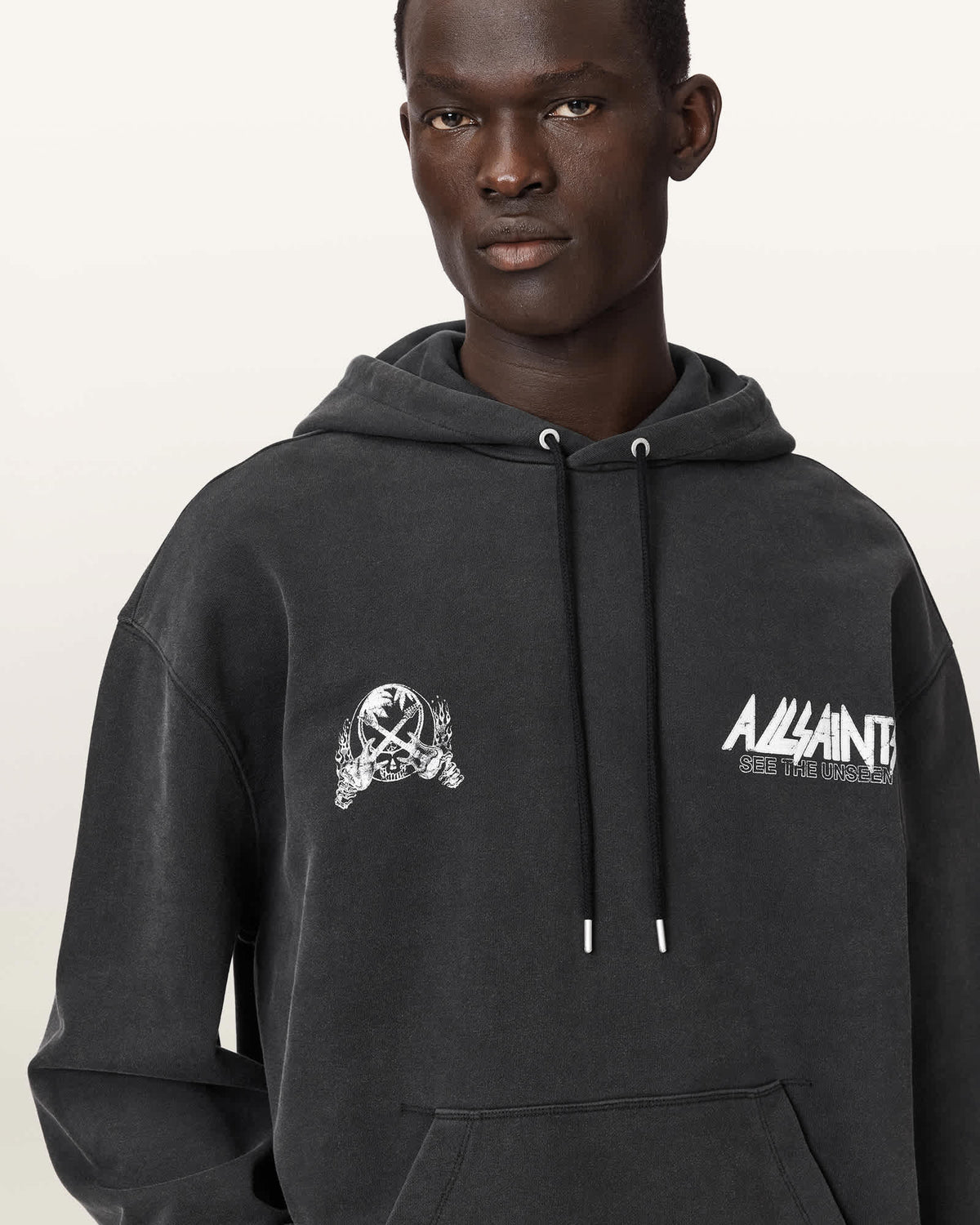 Chromium Long Sleeve Graphic Hoodie Washed Black
