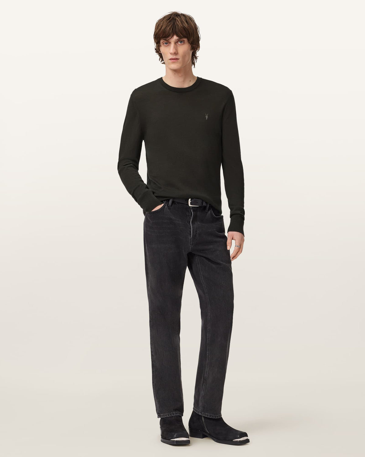 Mode Merino Wool Ramskull Jumper Olive Green