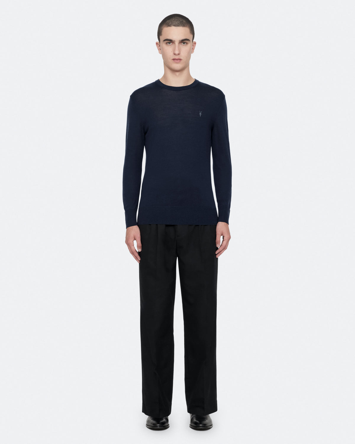 Mode Merino Wool Ramskull Jumper NAVY BLUE