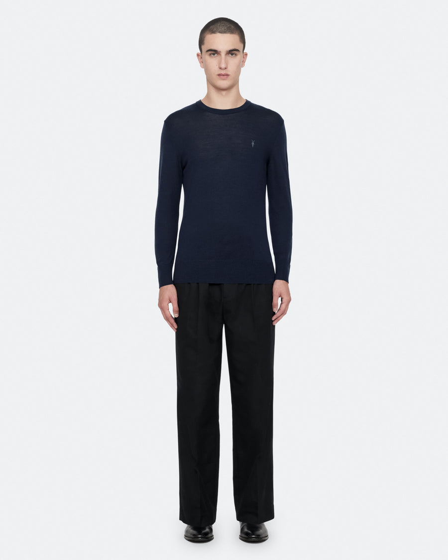 Mode Merino Wool Ramskull Jumper NAVY BLUE