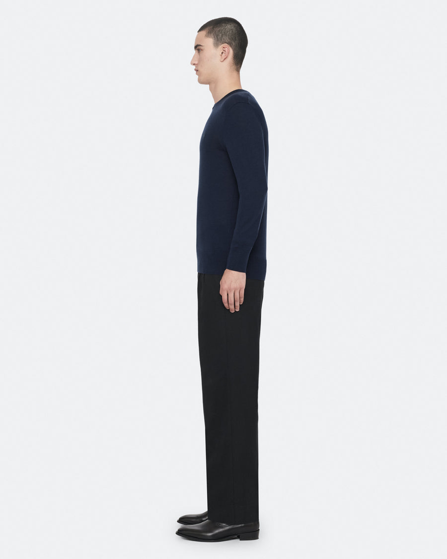 Mode Merino Wool Ramskull Jumper NAVY BLUE