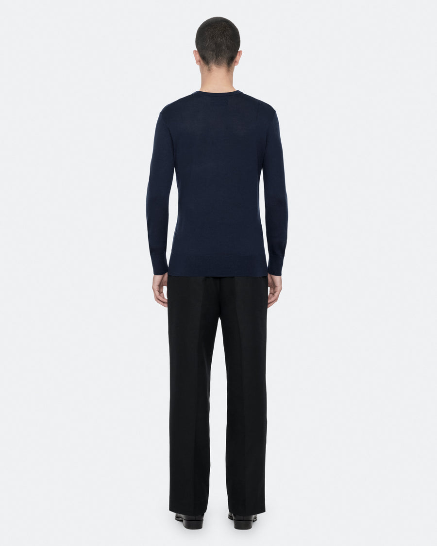 Mode Merino Wool Ramskull Jumper NAVY BLUE