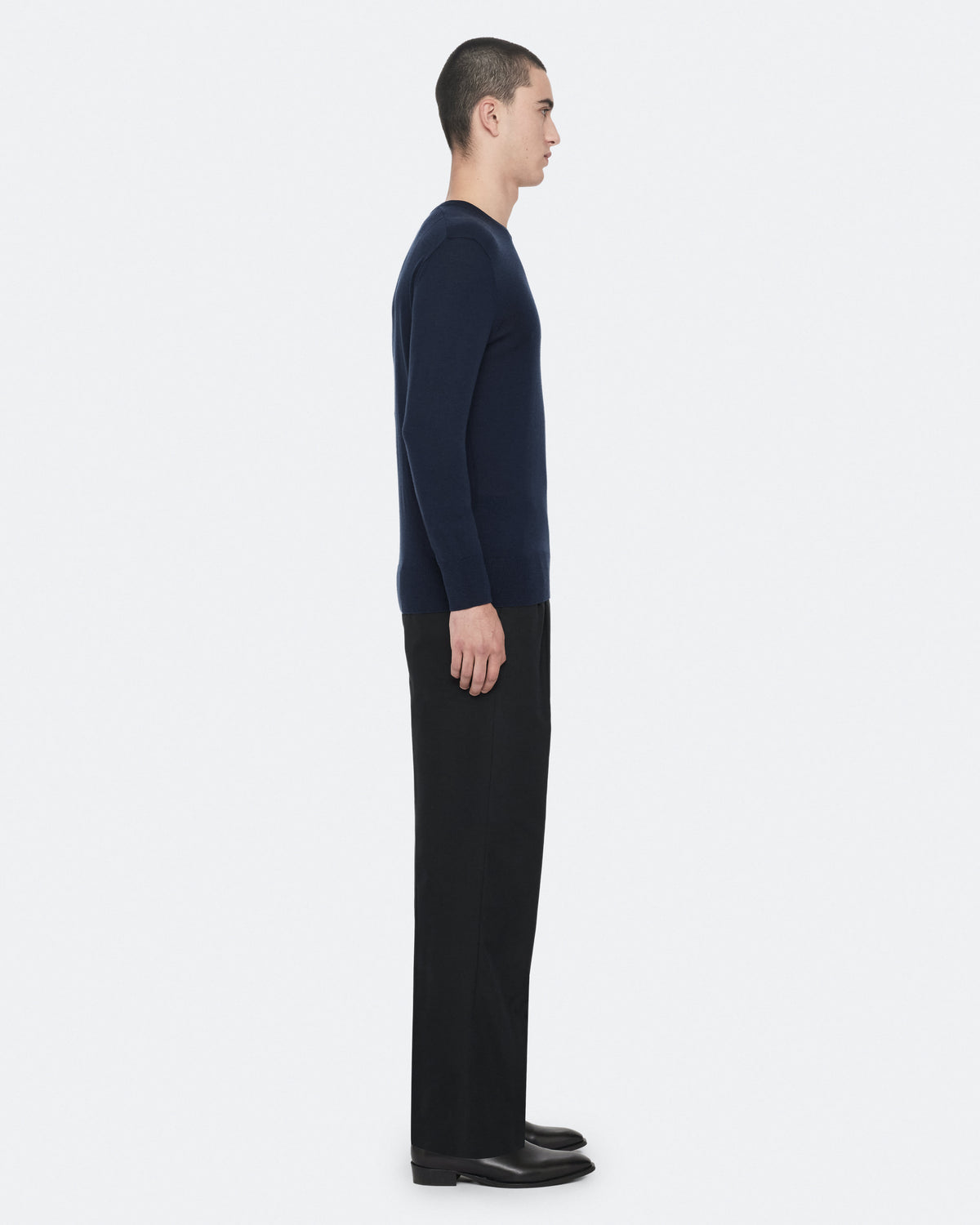 Mode Merino Wool Ramskull Jumper NAVY BLUE