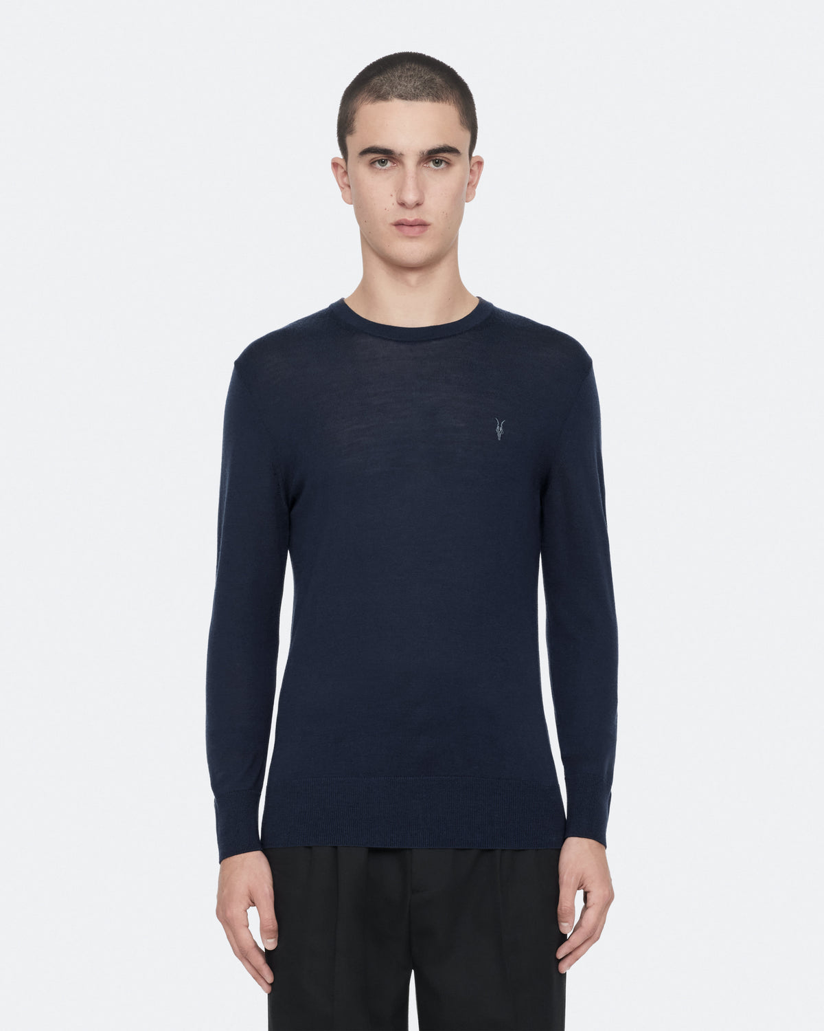 Mode Merino Wool Ramskull Jumper NAVY BLUE