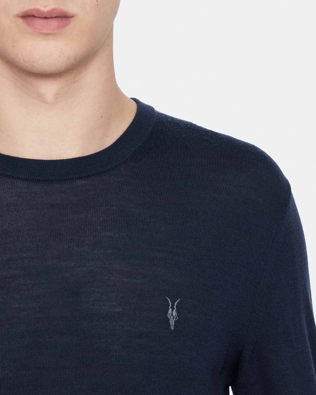 Mode Merino Wool Ramskull Jumper NAVY BLUE