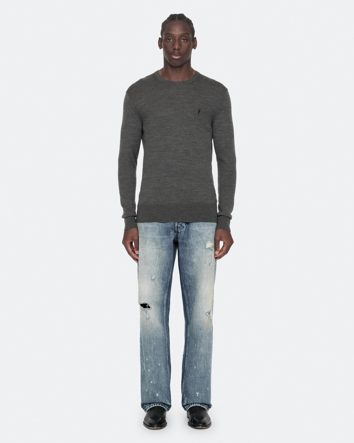 Mode Merino Wool Ramskull Jumper MONUMENT GREY