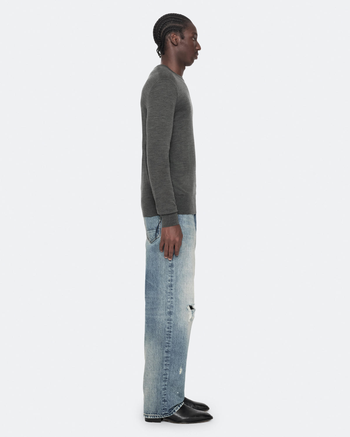 Mode Merino Wool Ramskull Jumper MONUMENT GREY