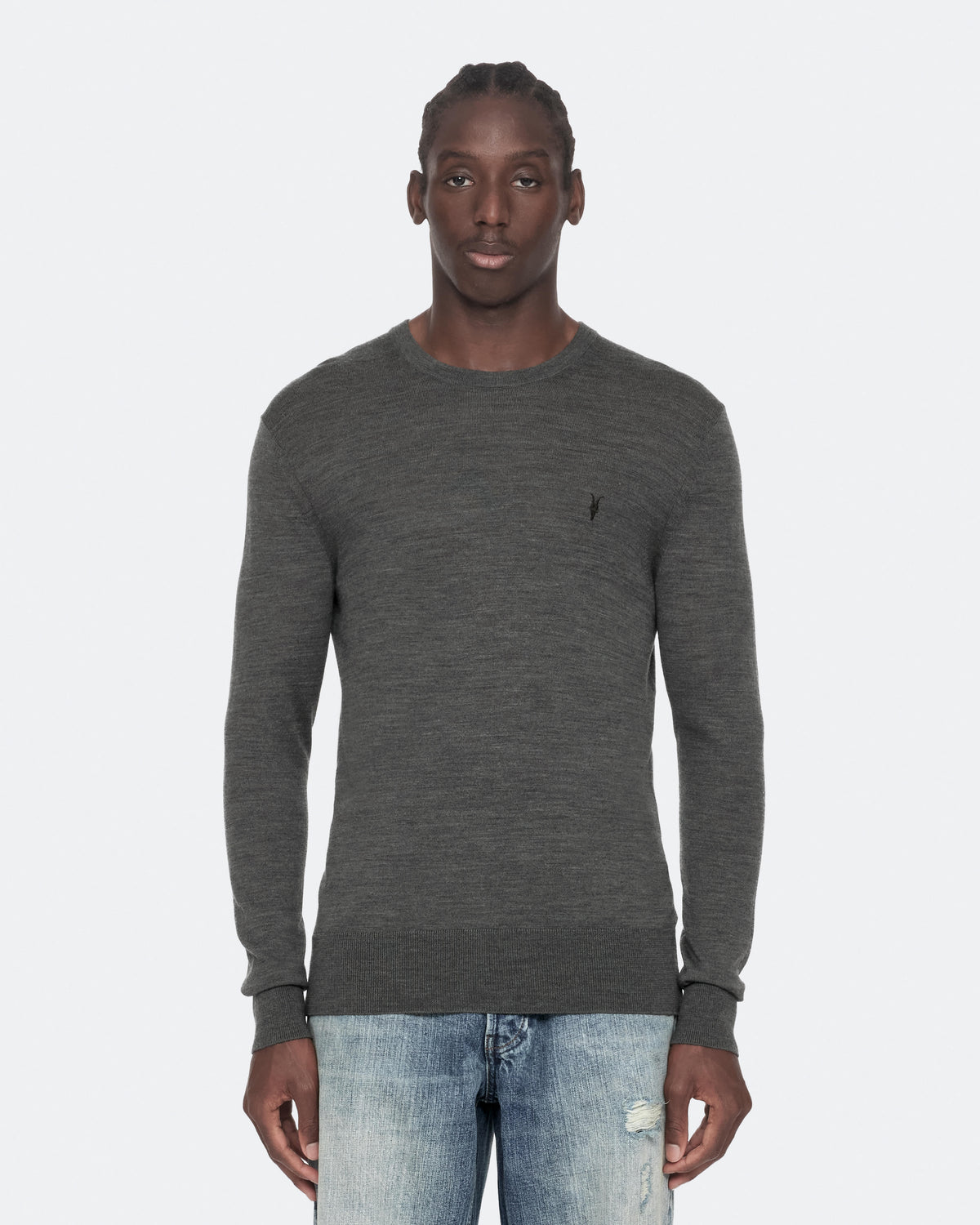 Mode Merino Wool Ramskull Jumper MONUMENT GREY