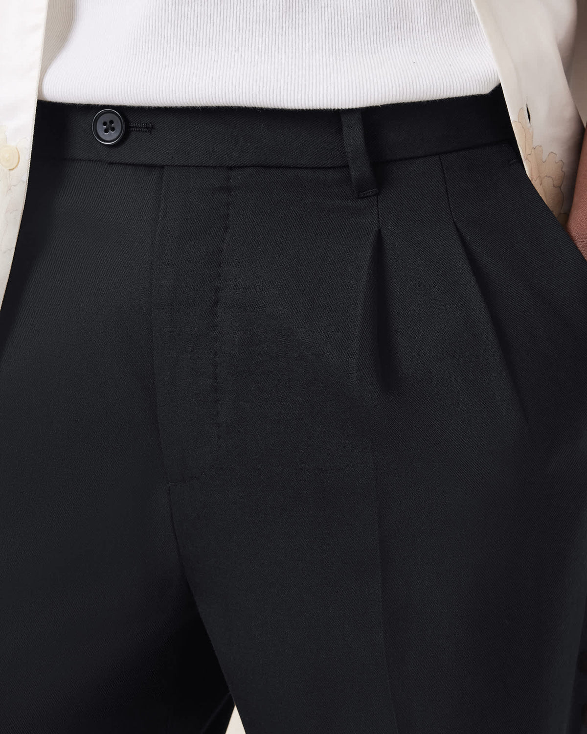 Tallis Slim Fit Cropped Tapered Trousers Black