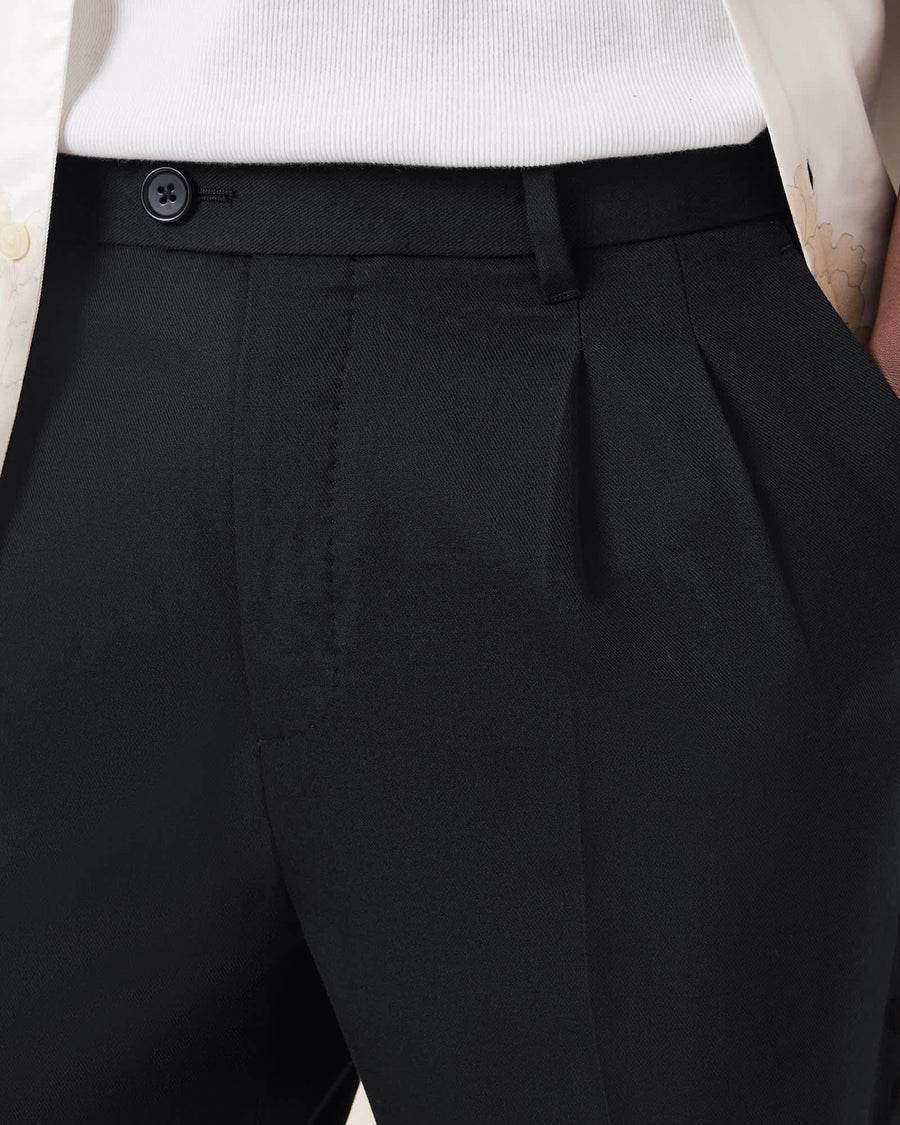 Tallis Slim Fit Cropped Tapered Trousers Black