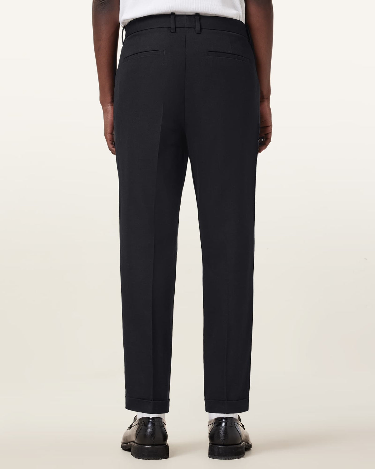 Tallis Slim Fit Cropped Tapered Trousers Black