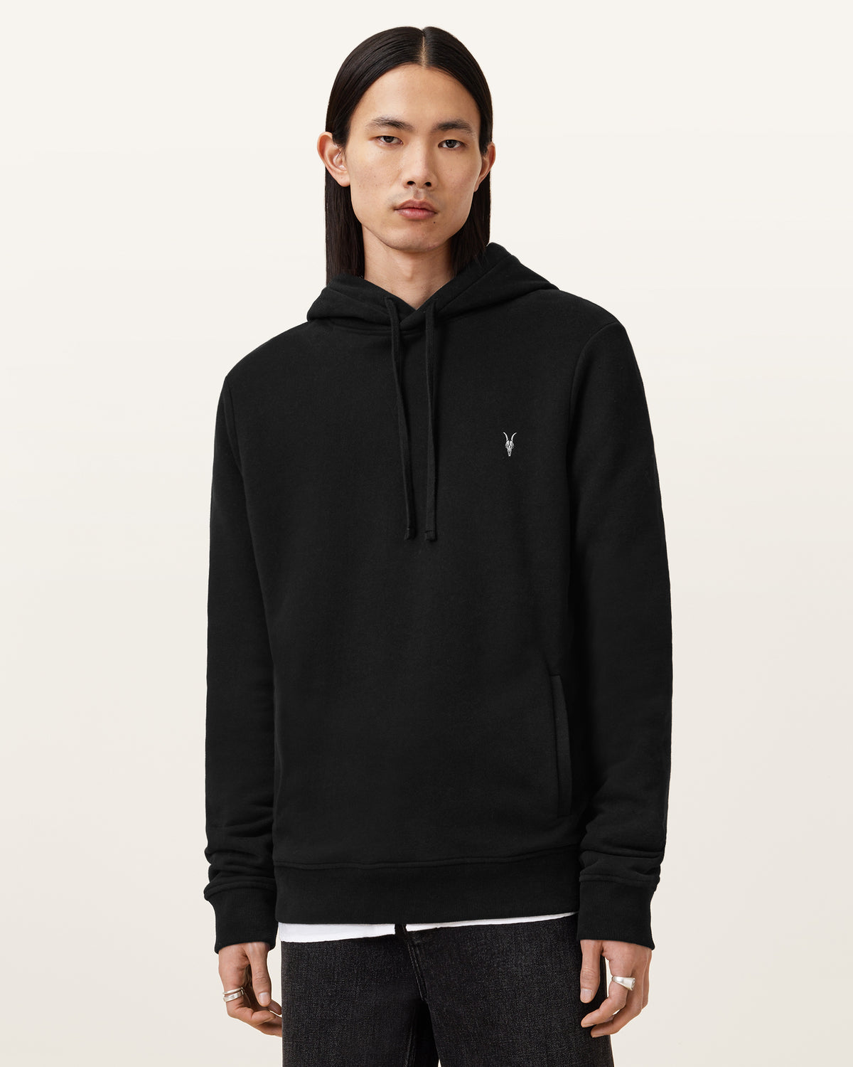 Raven Slim-Fit Ramskull Hoodie