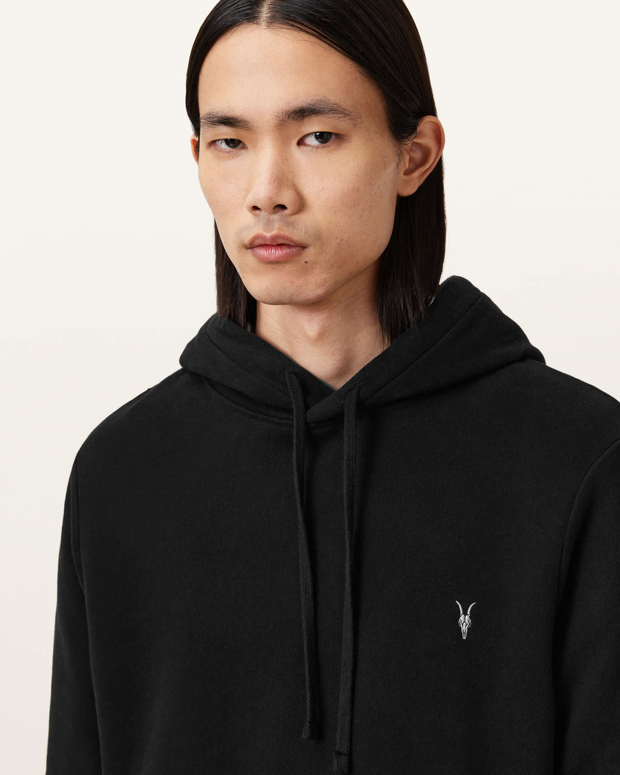 Raven Slim-Fit Ramskull Hoodie Black