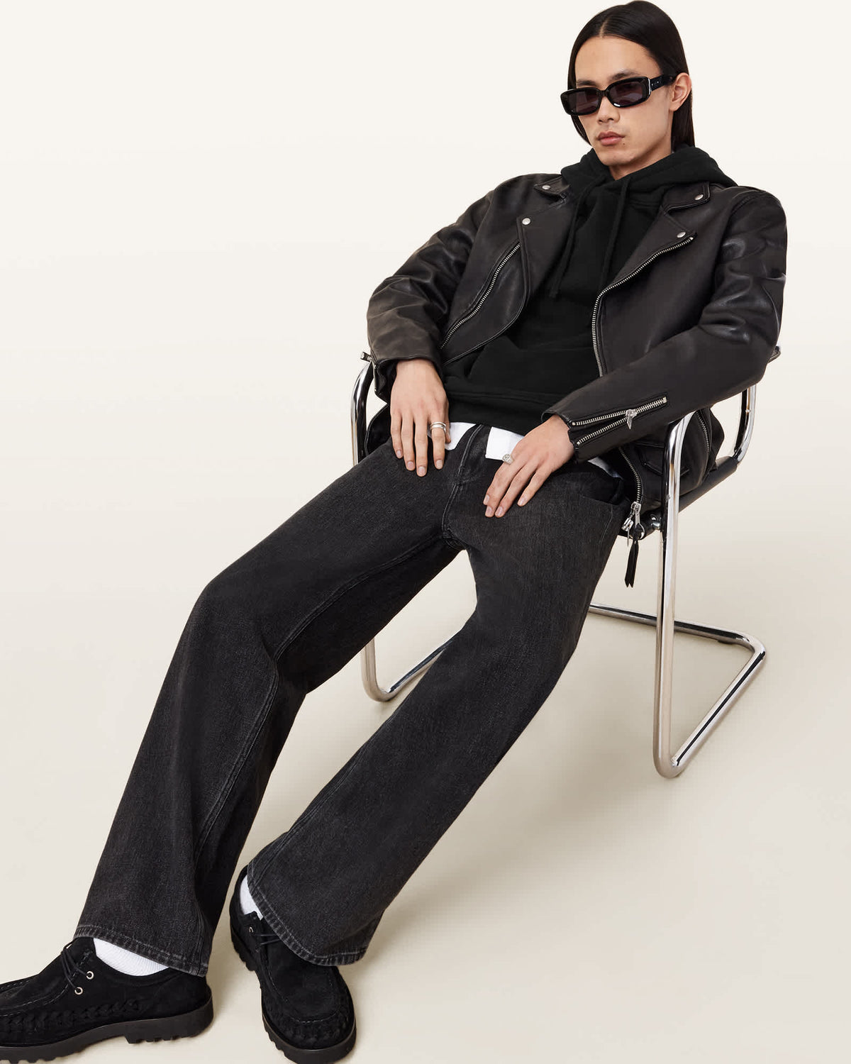 Raven Slim-Fit Ramskull Hoodie Black