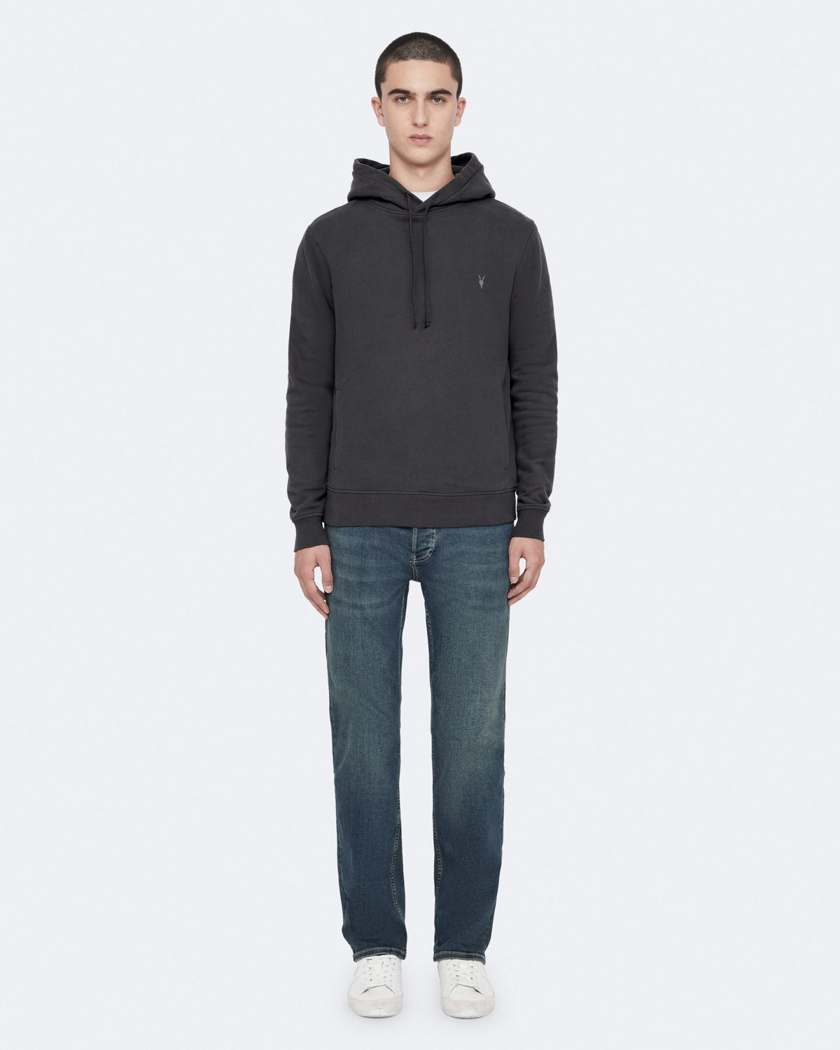 Raven Slim-Fit Ramskull Hoodie