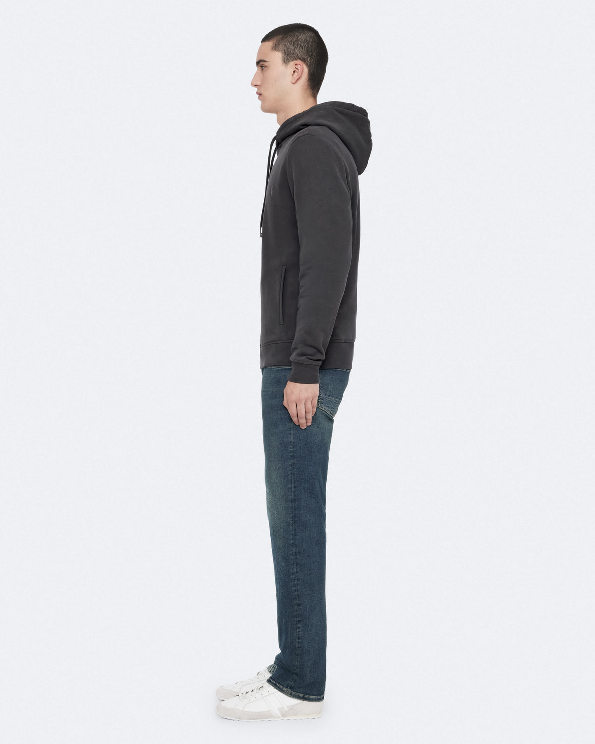 Raven Slim-Fit Ramskull Hoodie CARTER GREY