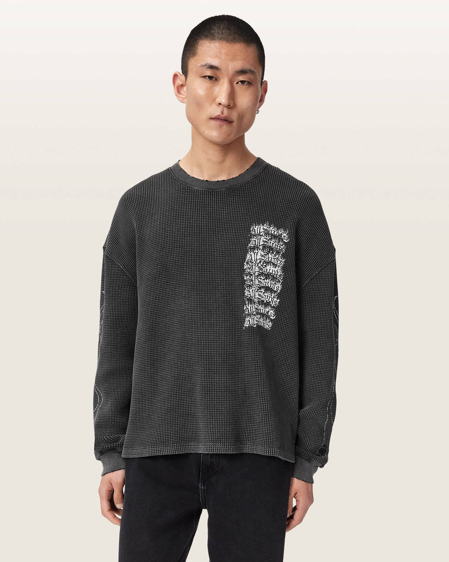 Incendo Long Sleeve Graphic T-Shirt Washed Black