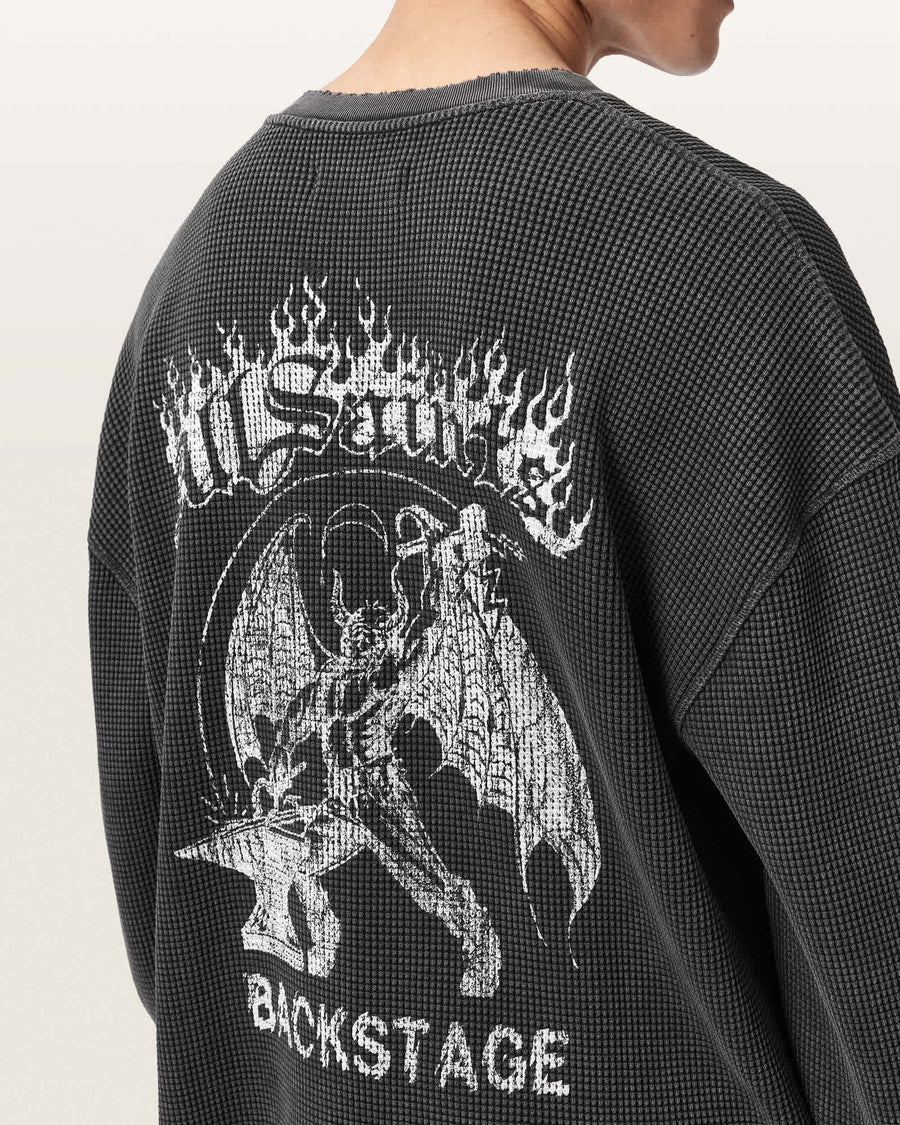 Incendo Long Sleeve Graphic T-Shirt Washed Black