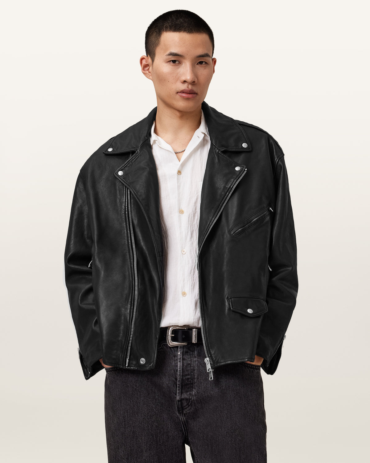 Bradford Oversized Leather Biker Jacket