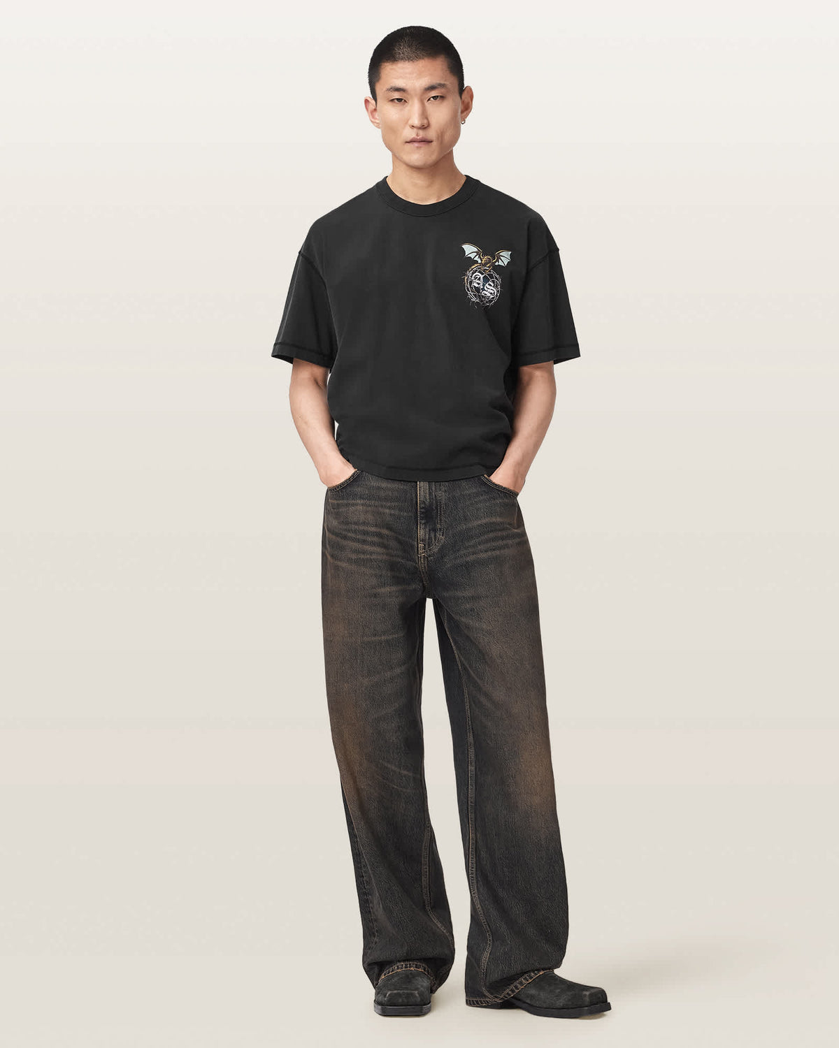Wyvern Short Sleeve Graphic T-Shirt Washed Black