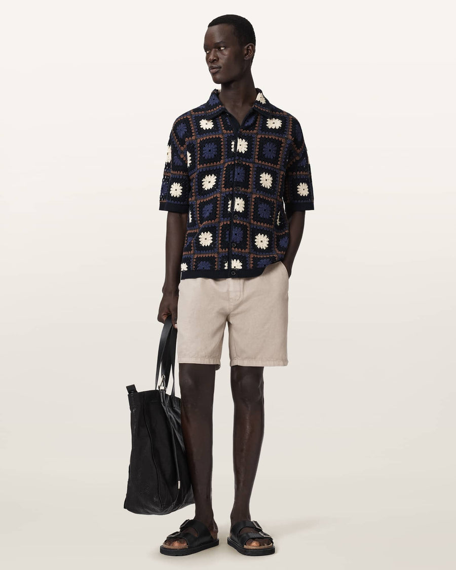Mandon Short Sleeve Crochet Shirt MOONSTONE BLUE