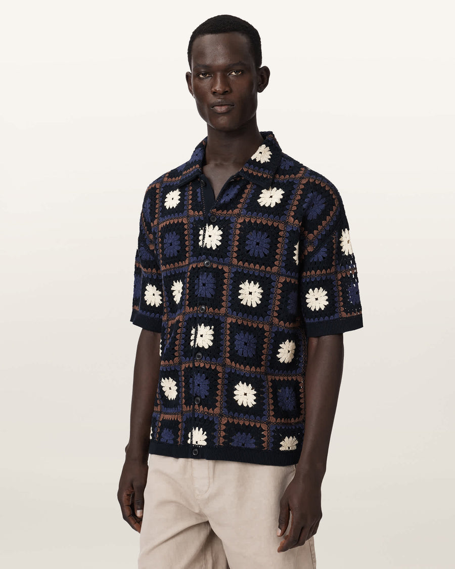 Mandon Short Sleeve Crochet Shirt MOONSTONE BLUE