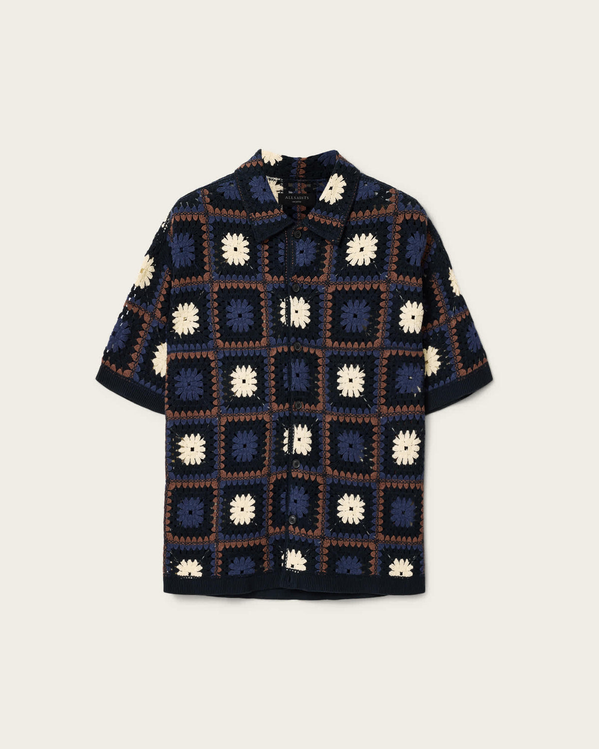 Mandon Short Sleeve Crochet Shirt MOONSTONE BLUE