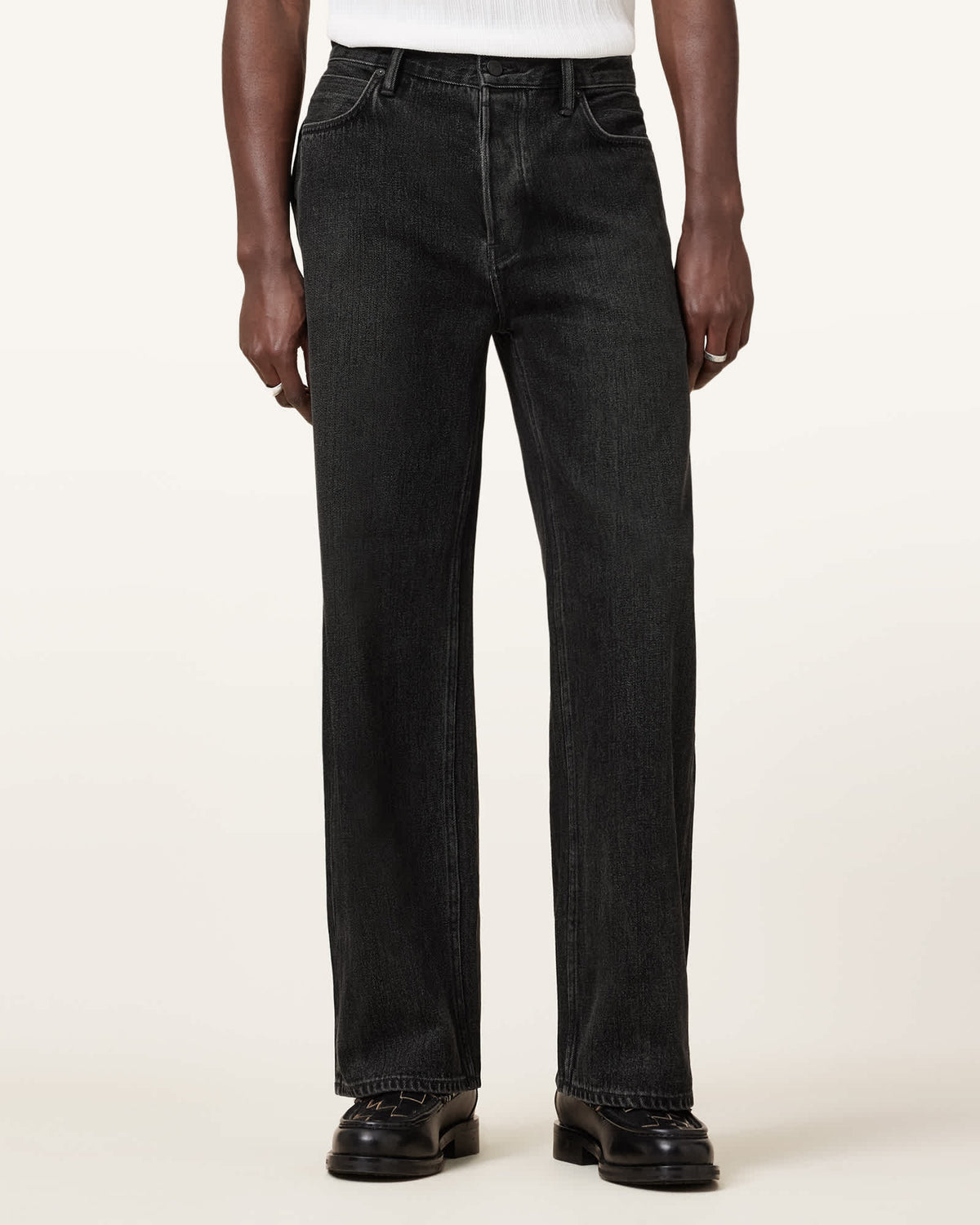Lenny Loose Fit Wide Leg Denim Jeans Washed Black
