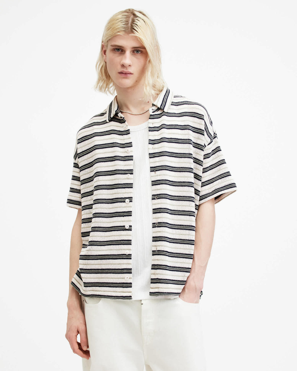 Jackson Oversized Striped Shirt Chalk White