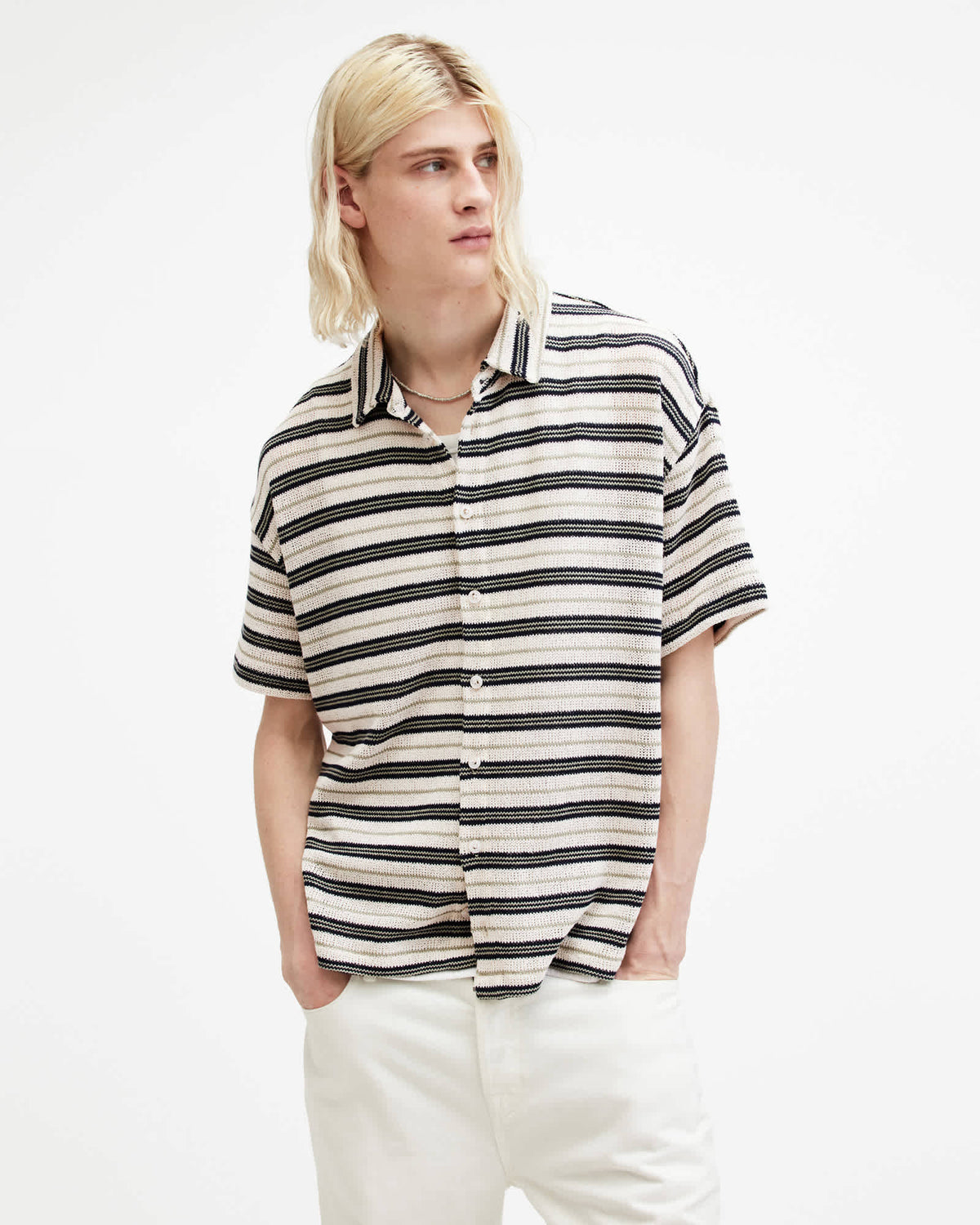 Jackson Oversized Striped Shirt Chalk White