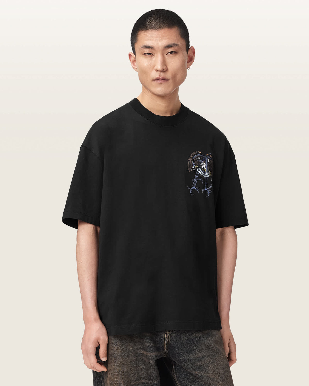Raptour Oversized Graphic T-Shirt Washed Black