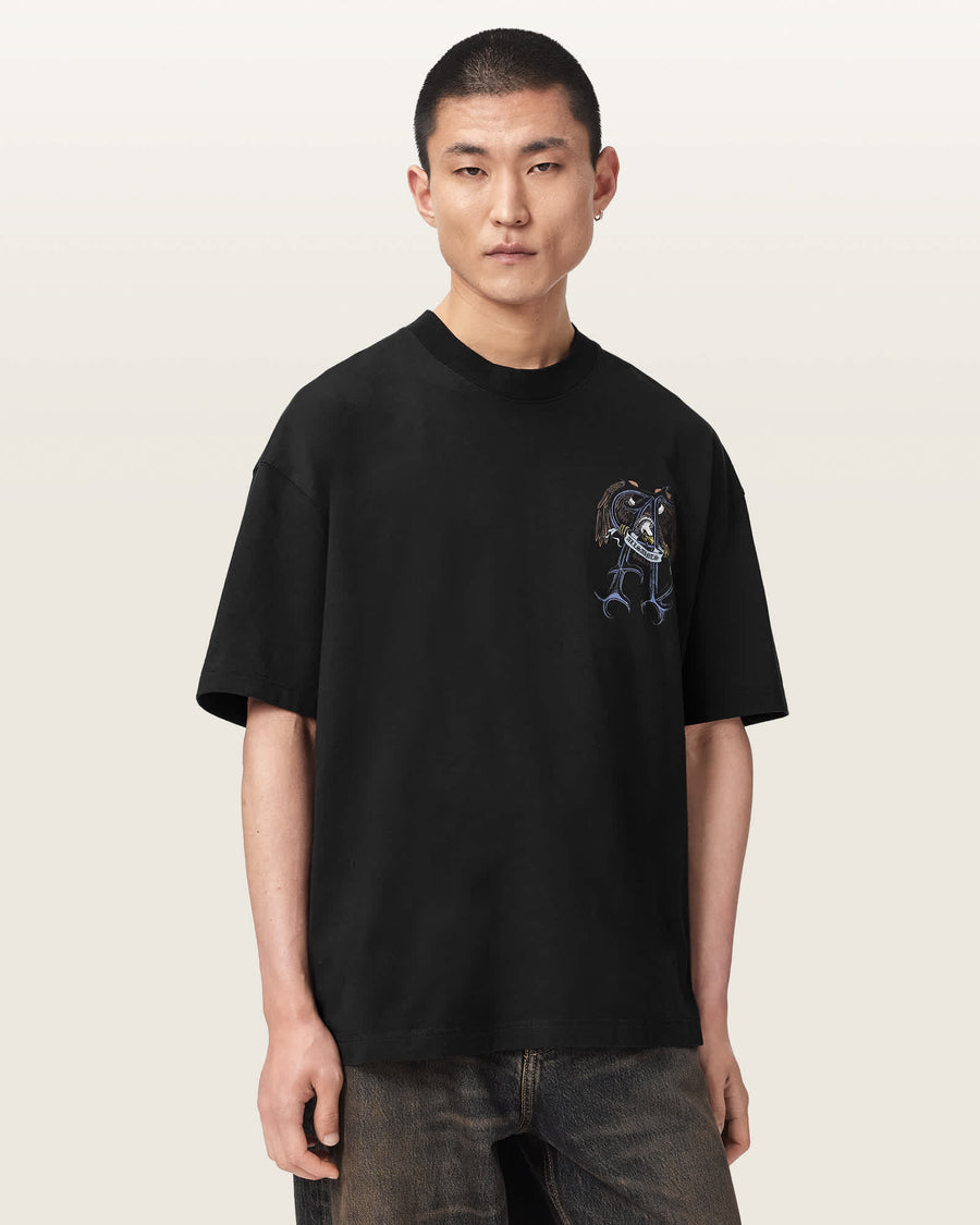Raptour Oversized Graphic T-Shirt Washed Black