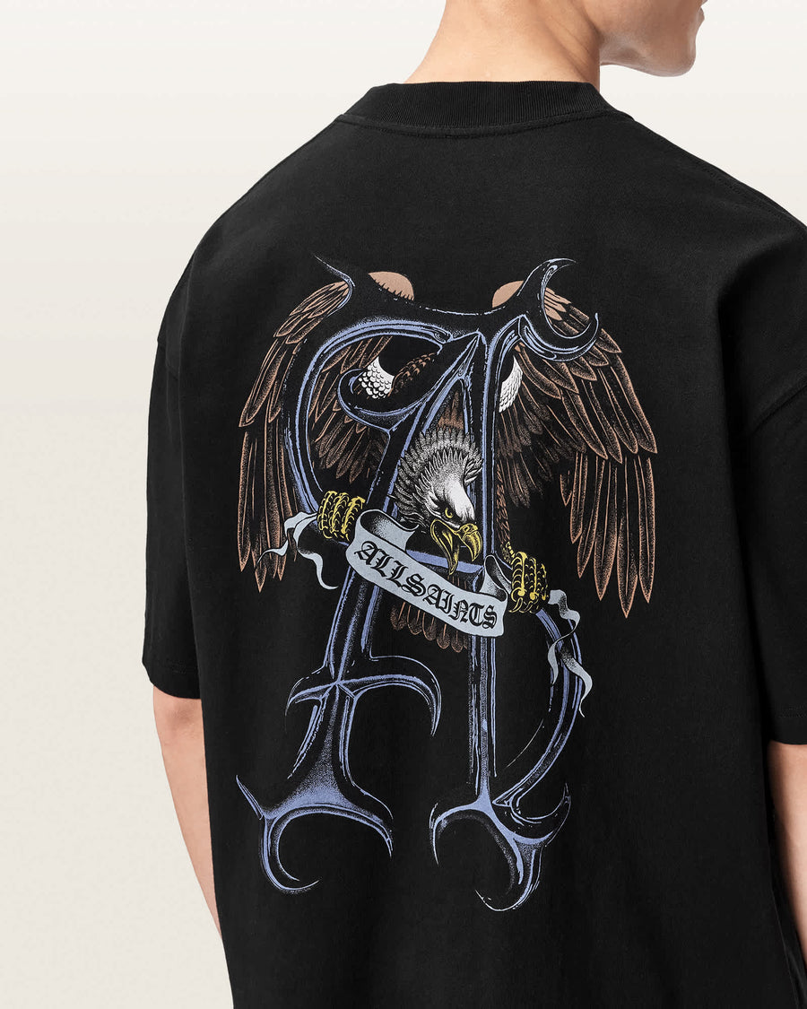 Raptour Oversized Graphic T-Shirt Washed Black