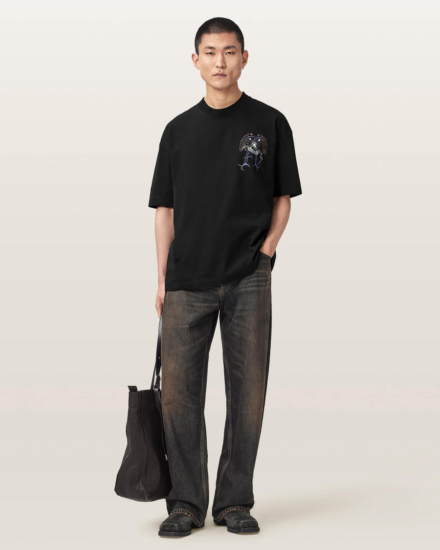 Raptour Oversized Graphic T-Shirt Washed Black