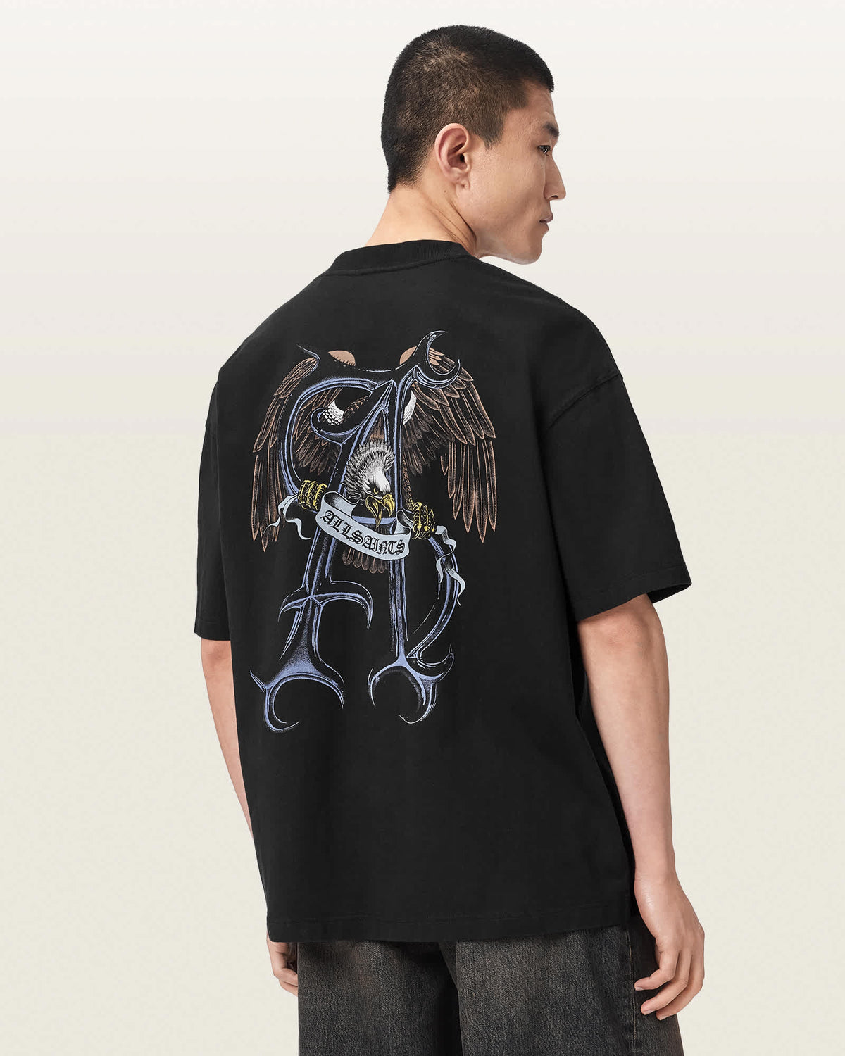 Raptour Oversized Graphic T-Shirt Washed Black