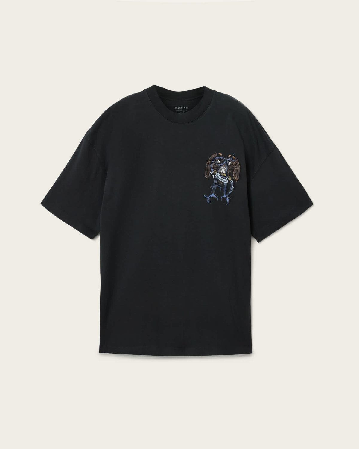 Raptour Oversized Graphic T-Shirt Washed Black