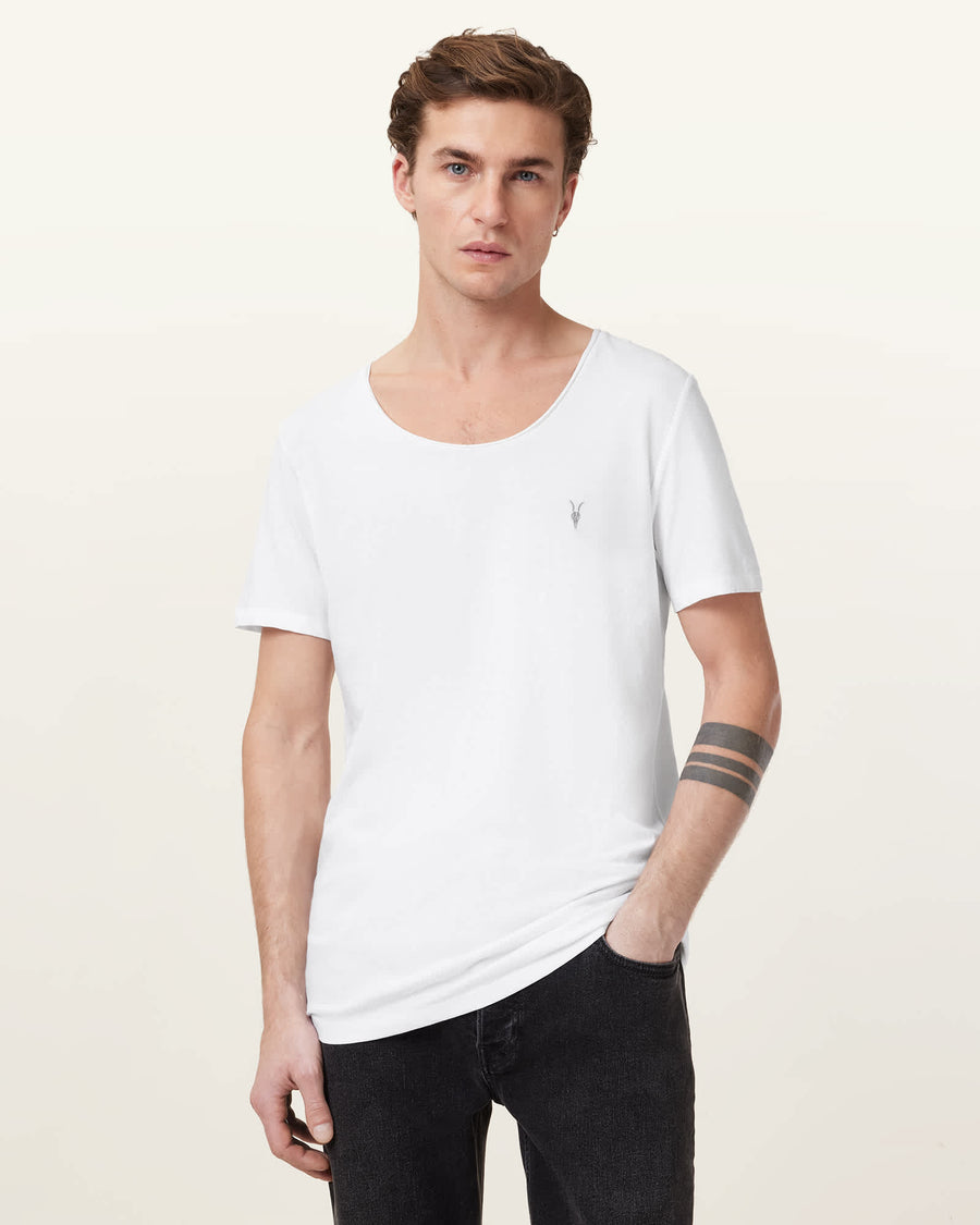 Faris Scoop Neck Slim Fit T-Shirt Optic White