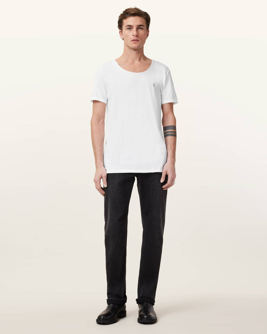 Faris Scoop Neck Slim Fit T-Shirt Optic White