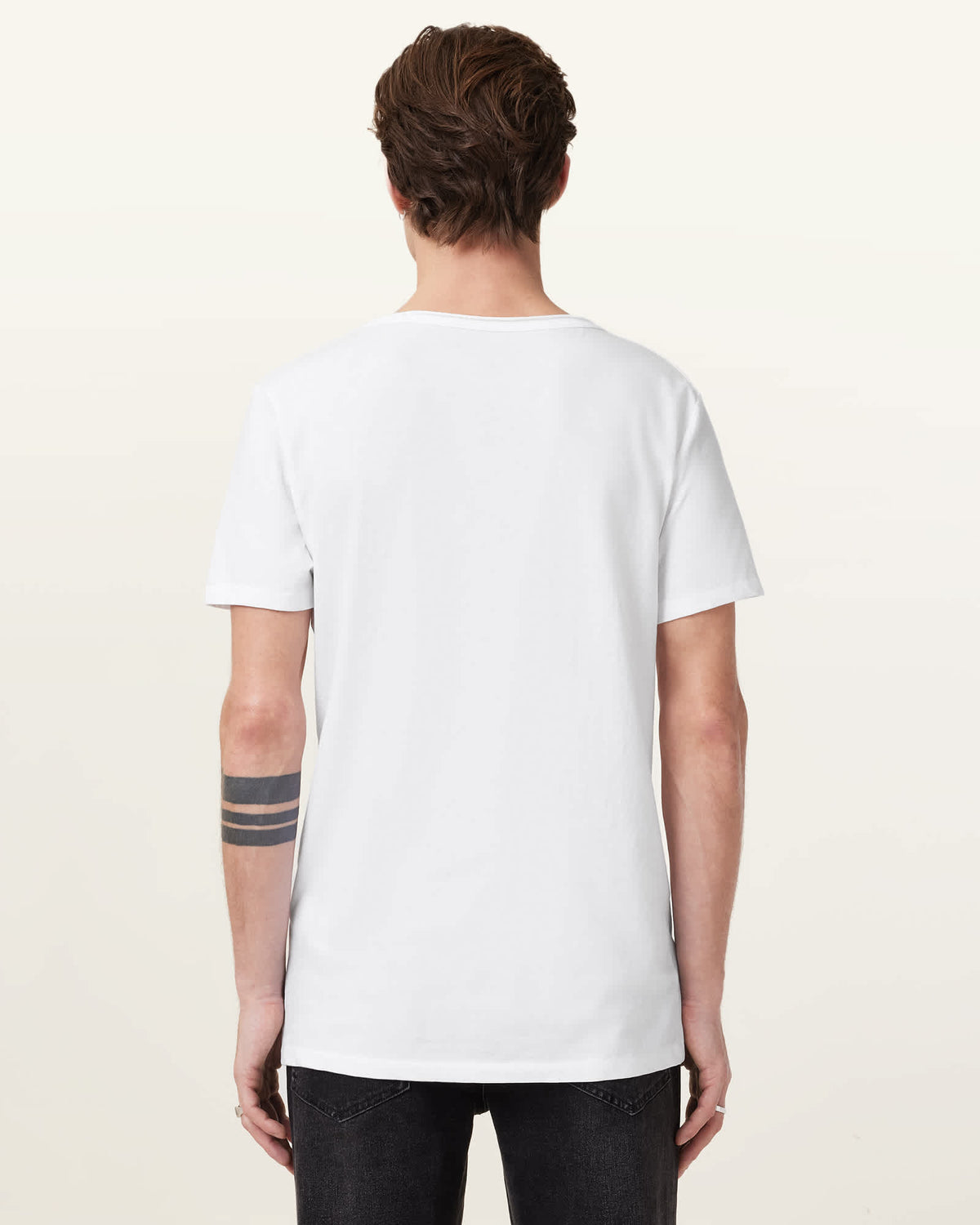 Faris Scoop Neck Slim Fit T-Shirt Optic White