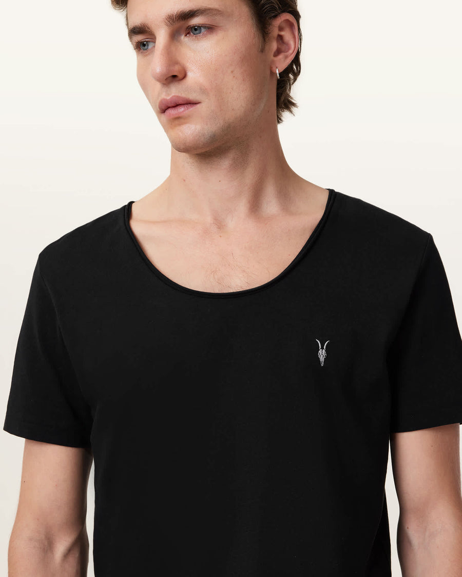 Faris Scoop Neck Slim Fit T-Shirt Jet Black