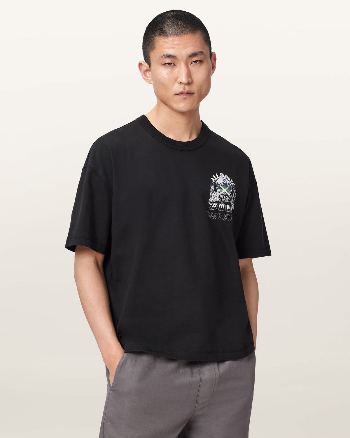 Hula Short Sleeve Graphic T-Shirt Washed Black