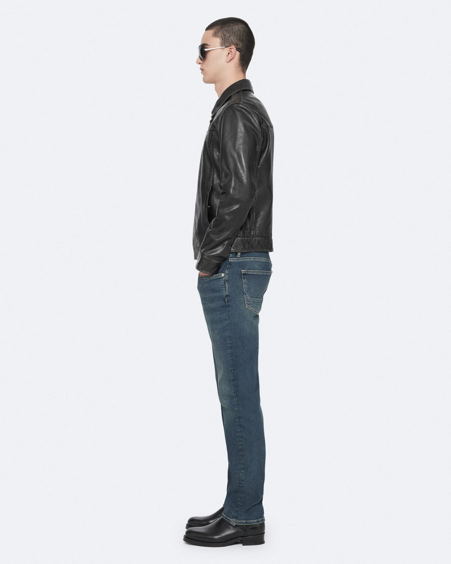 Alkan Zip Up Two Tone Leather Jacket Vintage Black